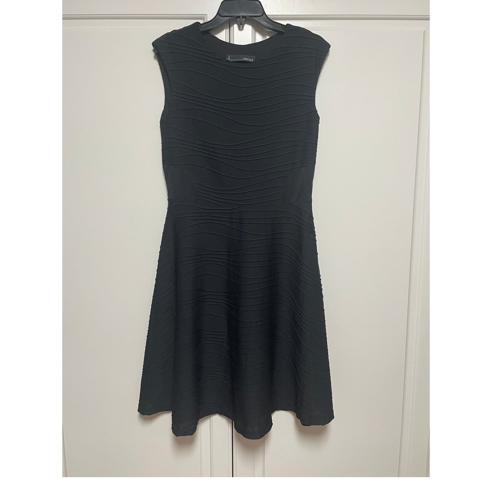 Chetta B Women's Black Fit & Flare Dress Size 10 Textured Sleeveless‎ Cocktail